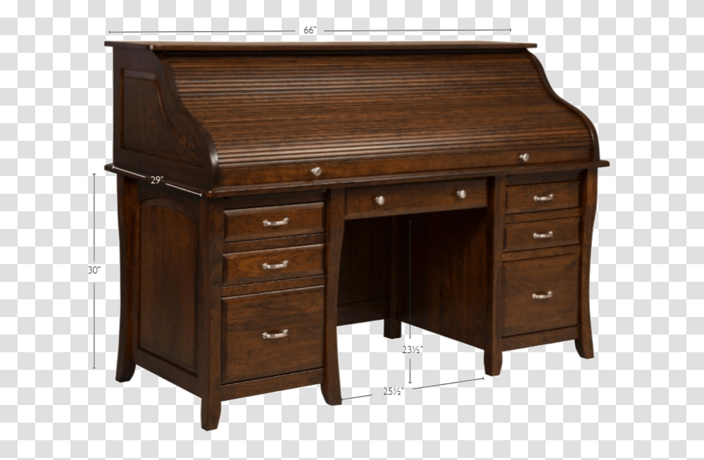 Wood Roll Top Desk, Furniture, Table, Sideboard, Computer Transparent Png
