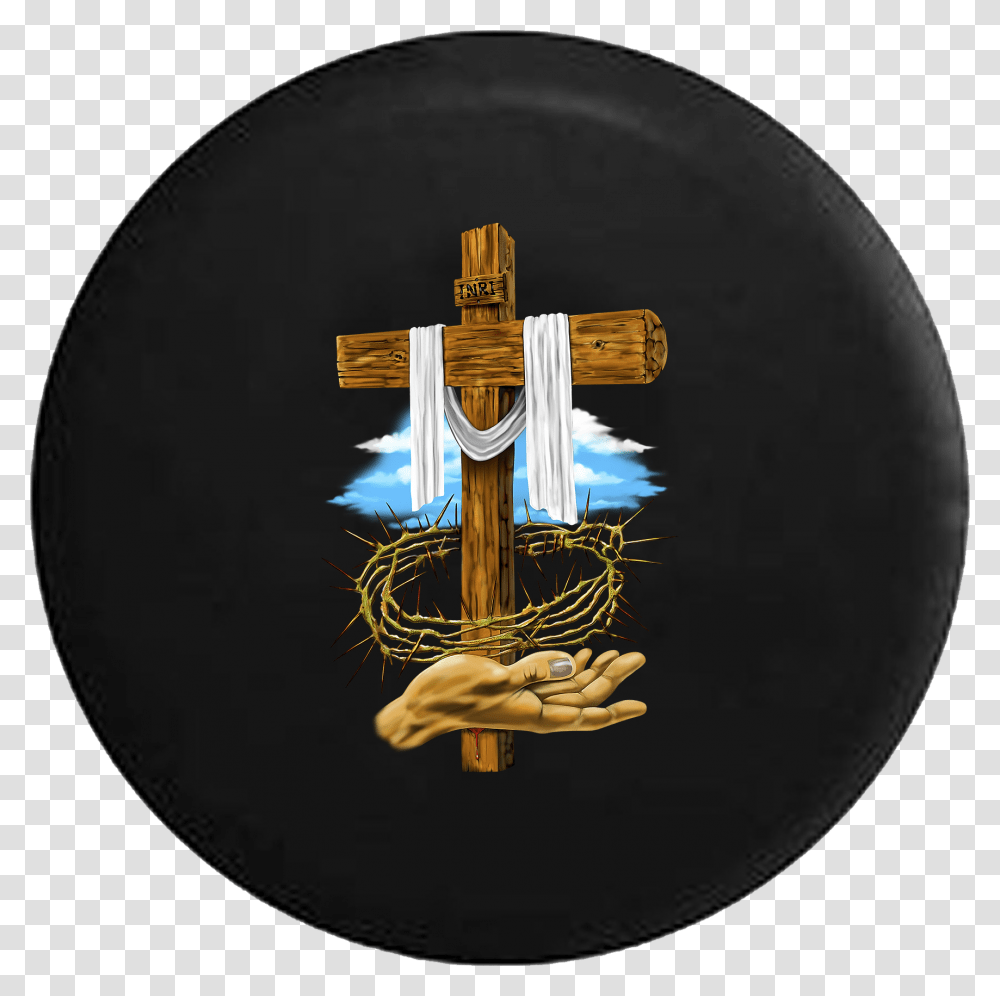 Wooden Cross Crown Of Thorns Jesus God Blessed Life Crown Of Thorns, Logo, Frisbee Transparent Png