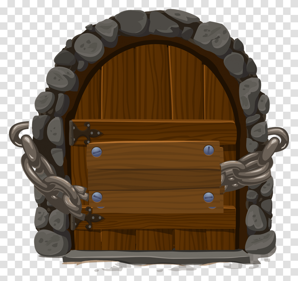 Wooden Door Cartoon, Crib, Building, Architecture, Gate Transparent Png