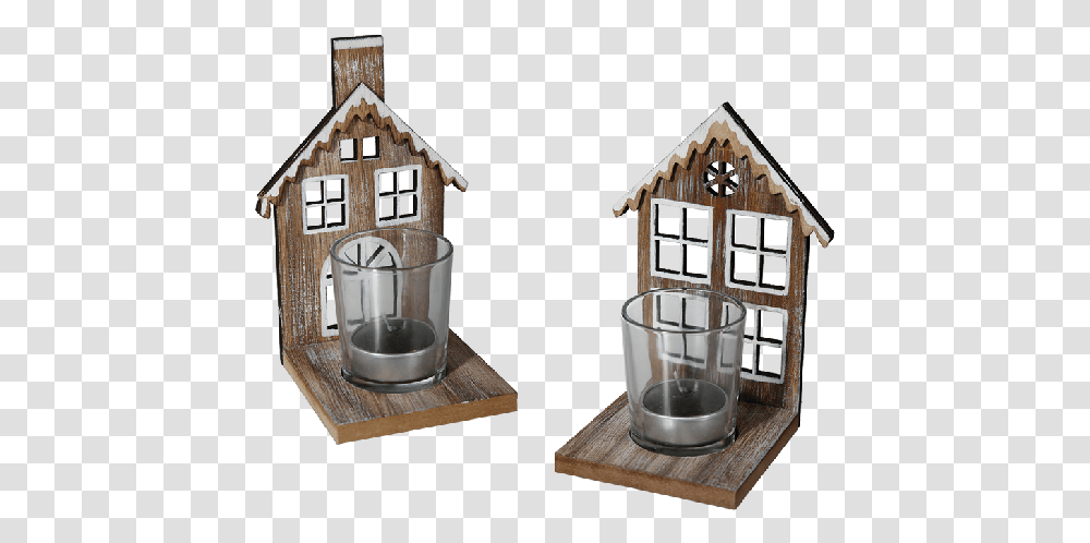 Wooden House With Gllass Tealight Holder Bougeoir Bois Fait Maison, Housing, Building, Cookie, Food Transparent Png