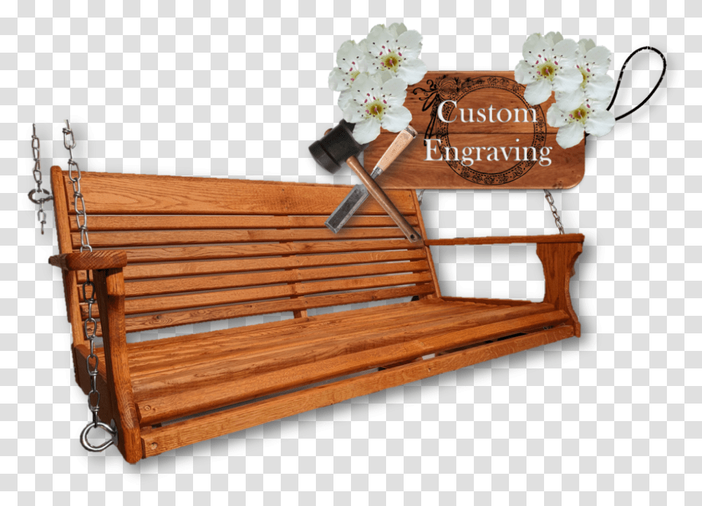 Wooden Porch Swing Beautiful Red Oak Wood Porch Swing Swing, Plant, Flower, Furniture, Hardwood Transparent Png