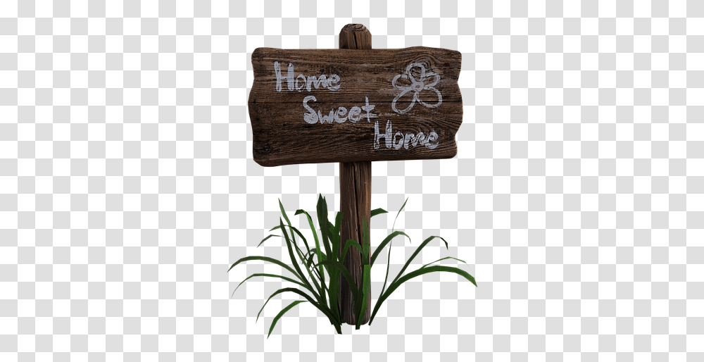 Wooden Sign, Plant, Flower, Blossom, Grass Transparent Png
