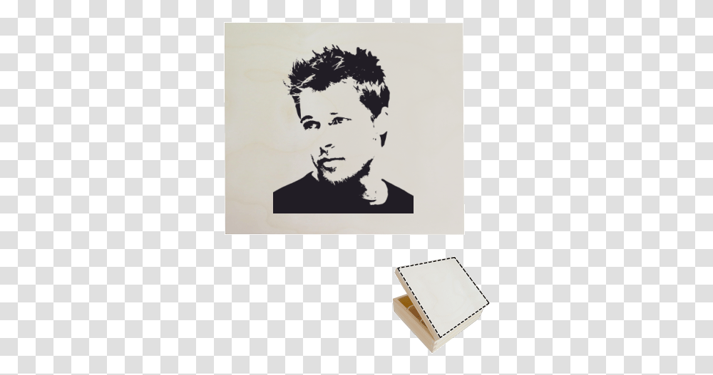 Wooden Tea Bag Organiser With Printing Brad Pitt Wall Decal, Stencil, Text, Person, Human Transparent Png