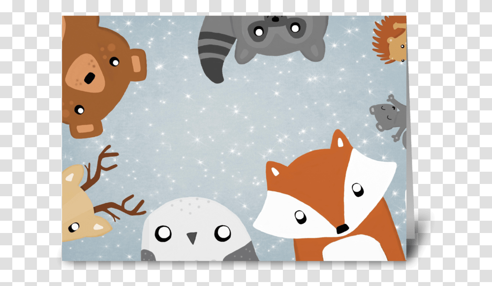 Woodland Christmas Greeting Card Cartoon, Mammal, Animal, Bear, Wildlife Transparent Png