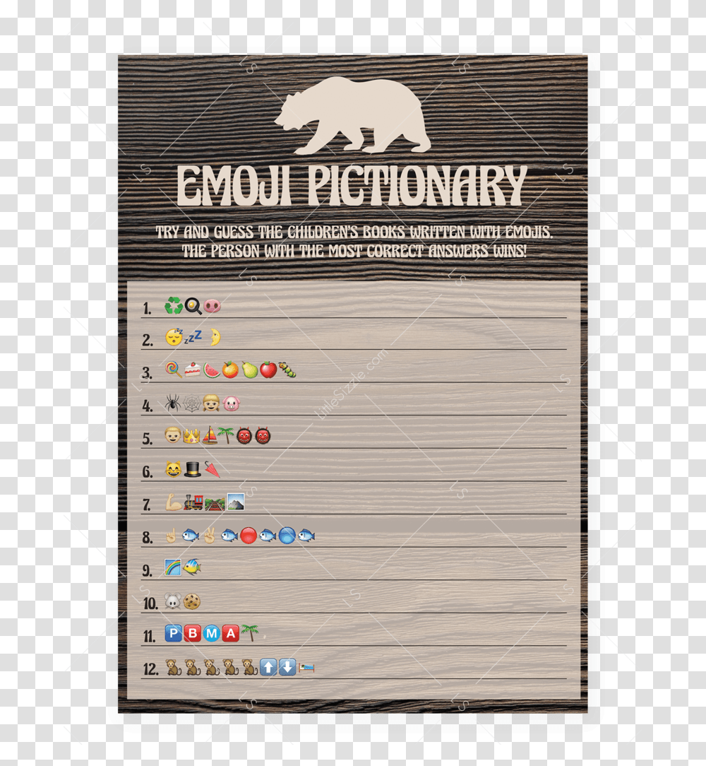 Woodland Theme Baby Shower Emoji Pictionary Printable Poster, Electronics, Word, Number Transparent Png