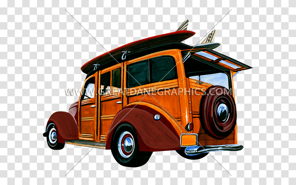 Woody Surf Wagon Production Ready Artwork For T Shirt Printing Antique Car, Vehicle, Transportation, Tire, Wheel Transparent Png