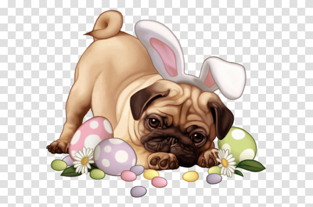 Woof Happy Easter Easter, Pug, Dog, Pet, Canine Transparent Png