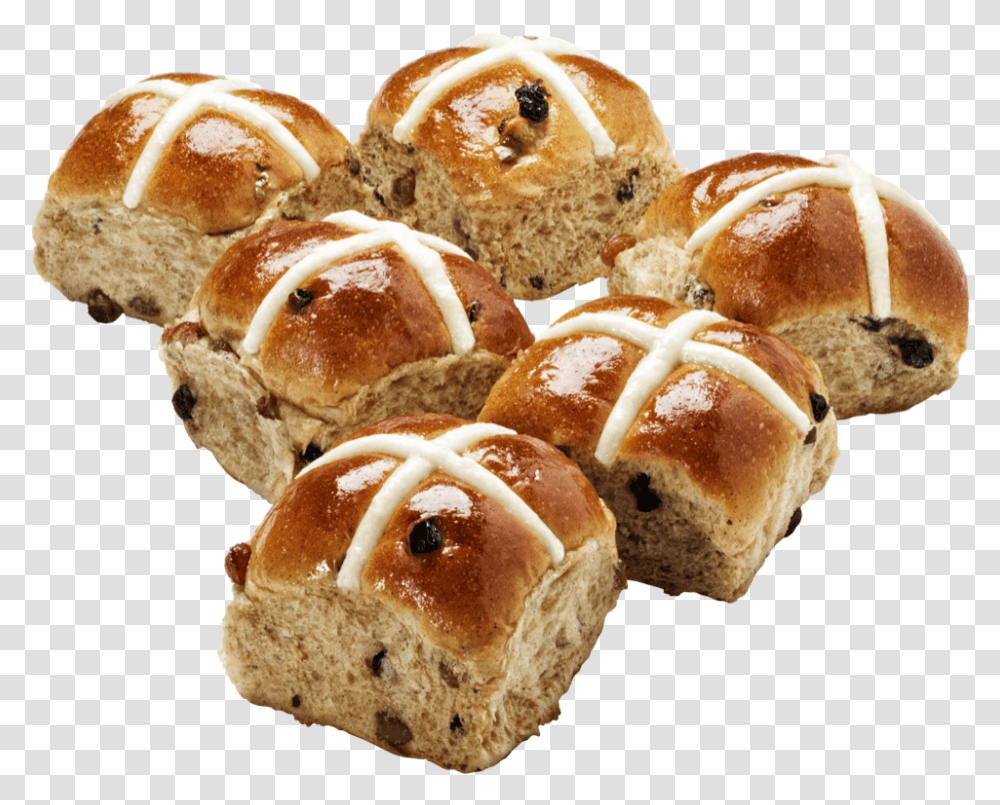 Woolworths Traditional Fruit Hot Cross Buns 6 Pack Bun, Bread, Food, Sweets, Confectionery Transparent Png