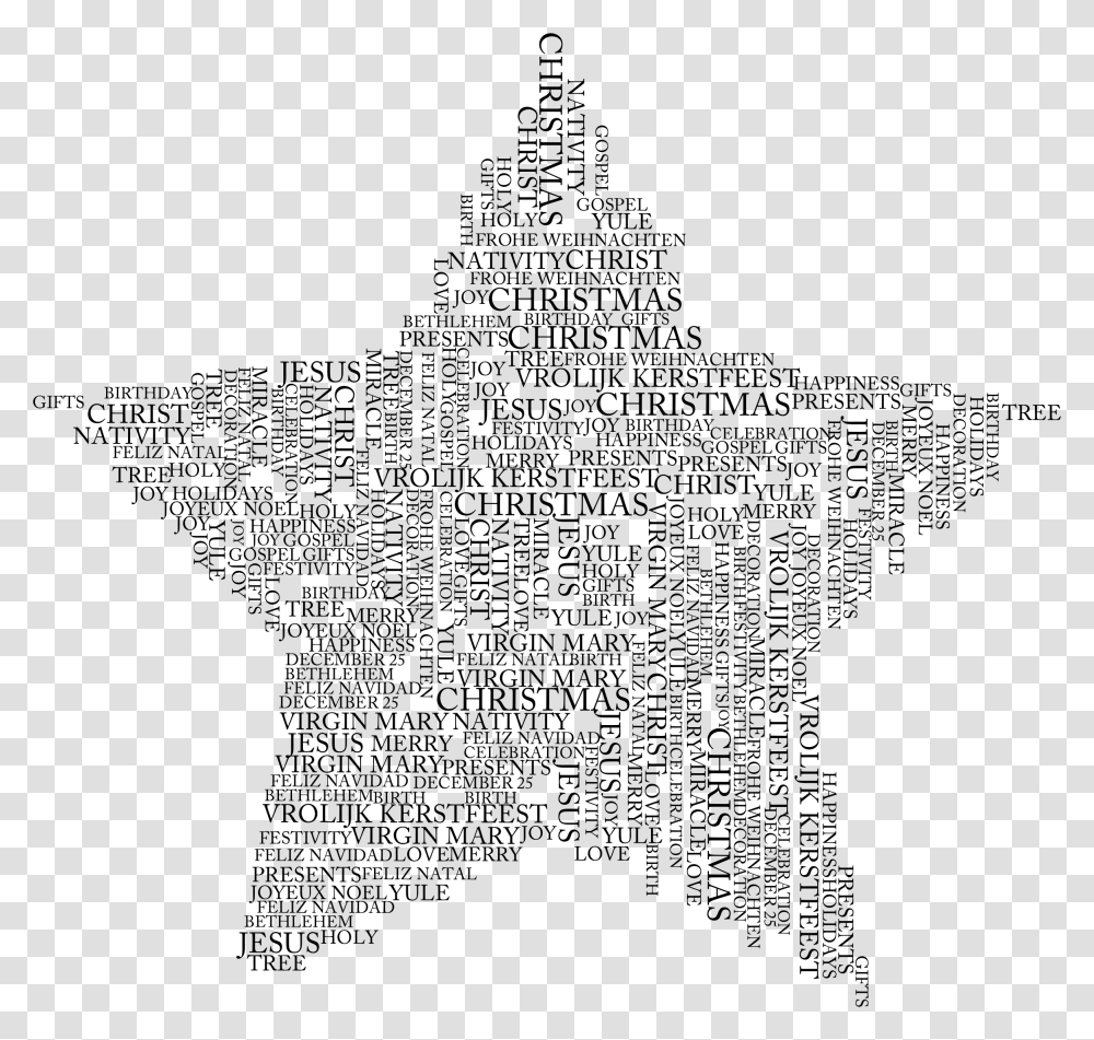 Word Clipart Happiness Christmas Star Word Cloud, Gray Transparent Png