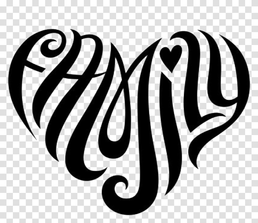 Word Family In A Heart Word Family Clipart Black And White, Calligraphy, Handwriting, Label Transparent Png