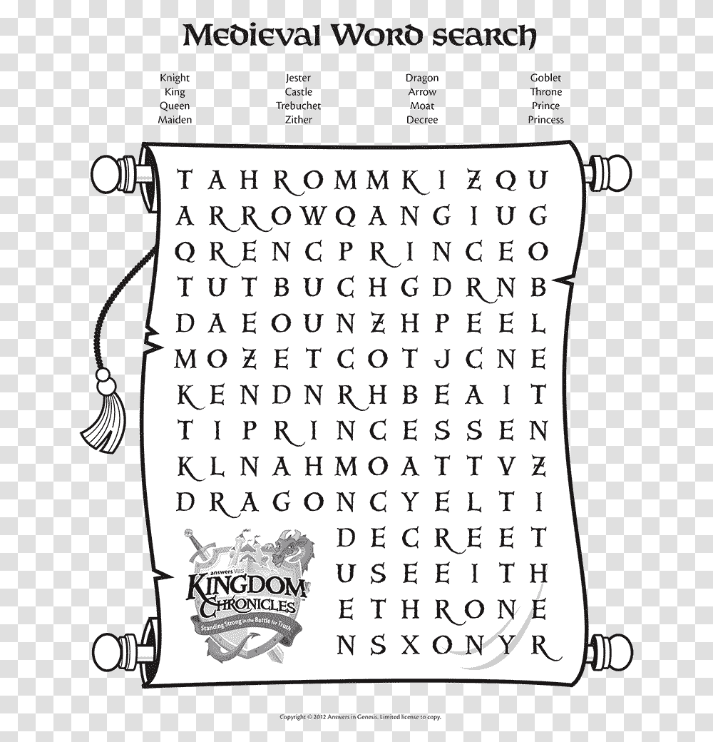 Word Searches For Middle Ages, Page, Menu, Scroll Transparent Png