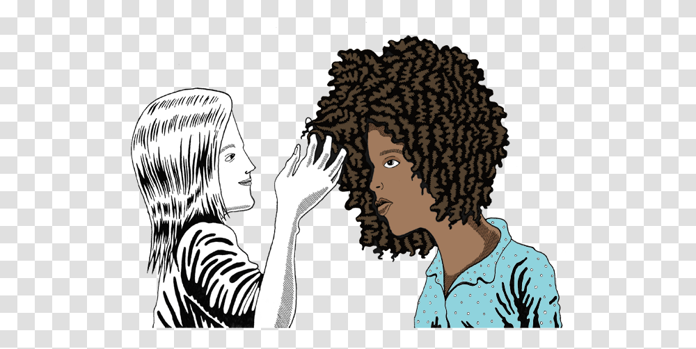 Words Drawing Racism White Girl Touching Black Girls Hair, Person, Human, Zebra, Wildlife Transparent Png