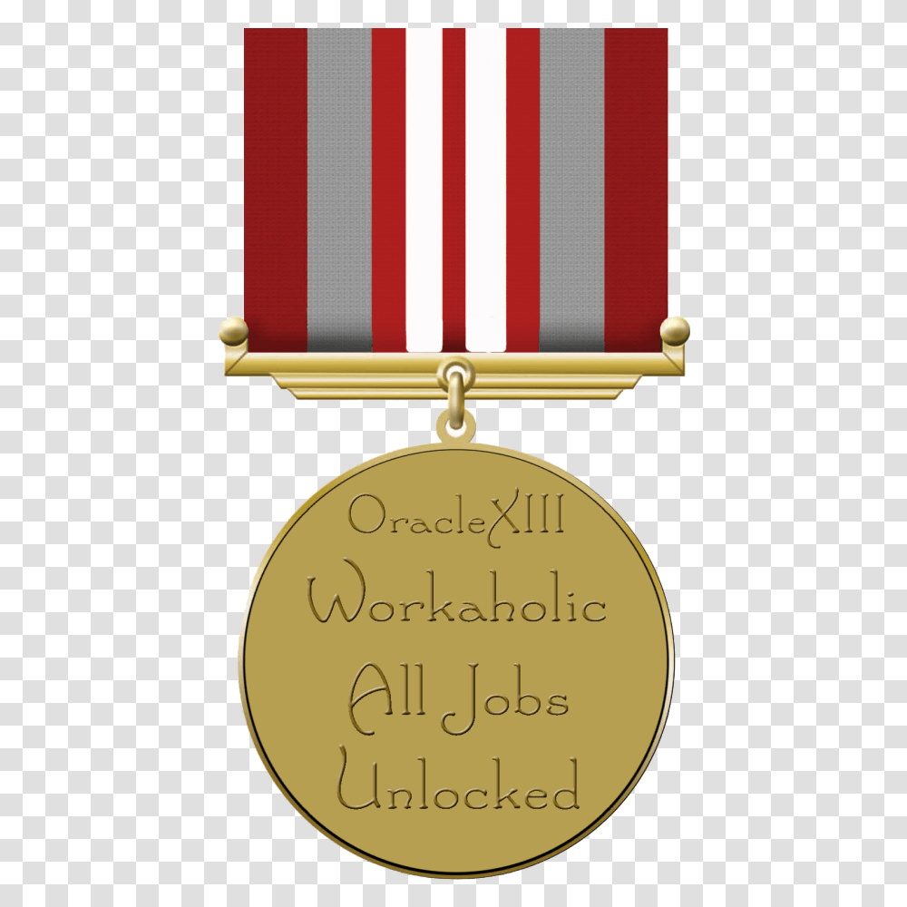 Work A Holic Medal Photo Workaholic Medal Medal, Gold, Trophy, Gold Medal, Clock Tower Transparent Png