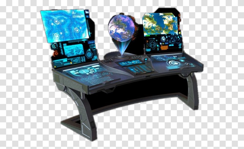 Work Earth Spaceship Sci Fi Control Stations, Desk, Table, Furniture, Arcade Game Machine Transparent Png