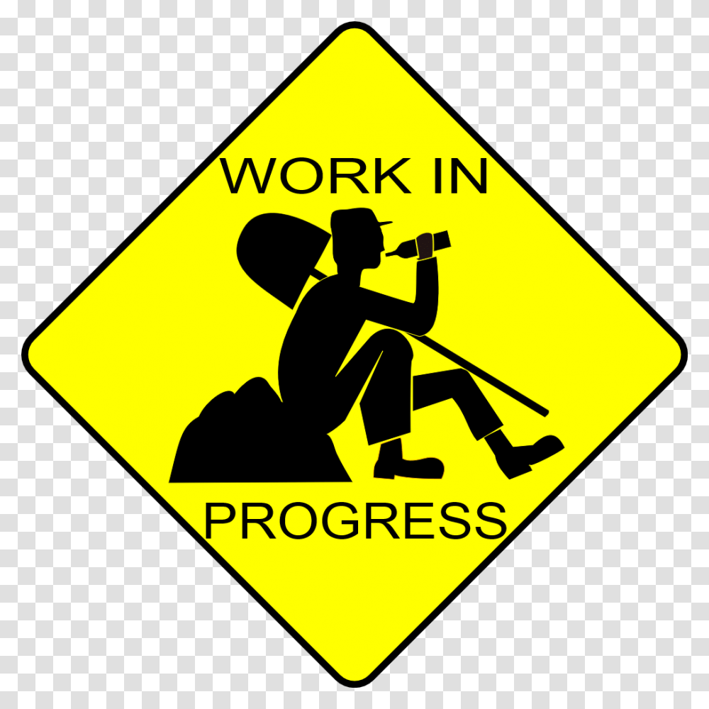 Work In Progress Funny, Road Sign, Person, Human Transparent Png