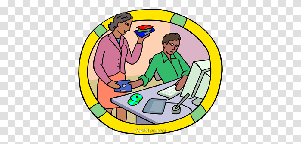 Worker Loading Software On Computer Royalty Free Vector Clip Art, Person, Washing, Female, Cleaning Transparent Png