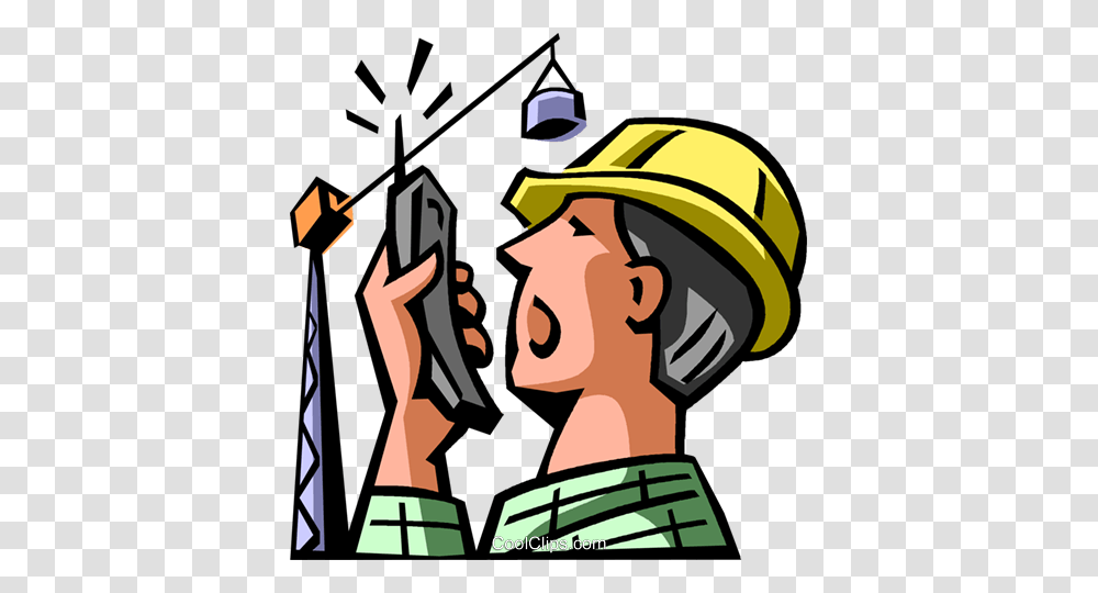 Worker Talking On A Walkie Talkie Royalty Free Vector Clip Art, Poster, Advertisement, Fireman, Label Transparent Png