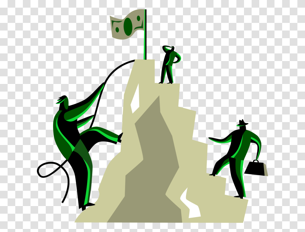 Workers Climb Mountain, Green, Floral Design Transparent Png