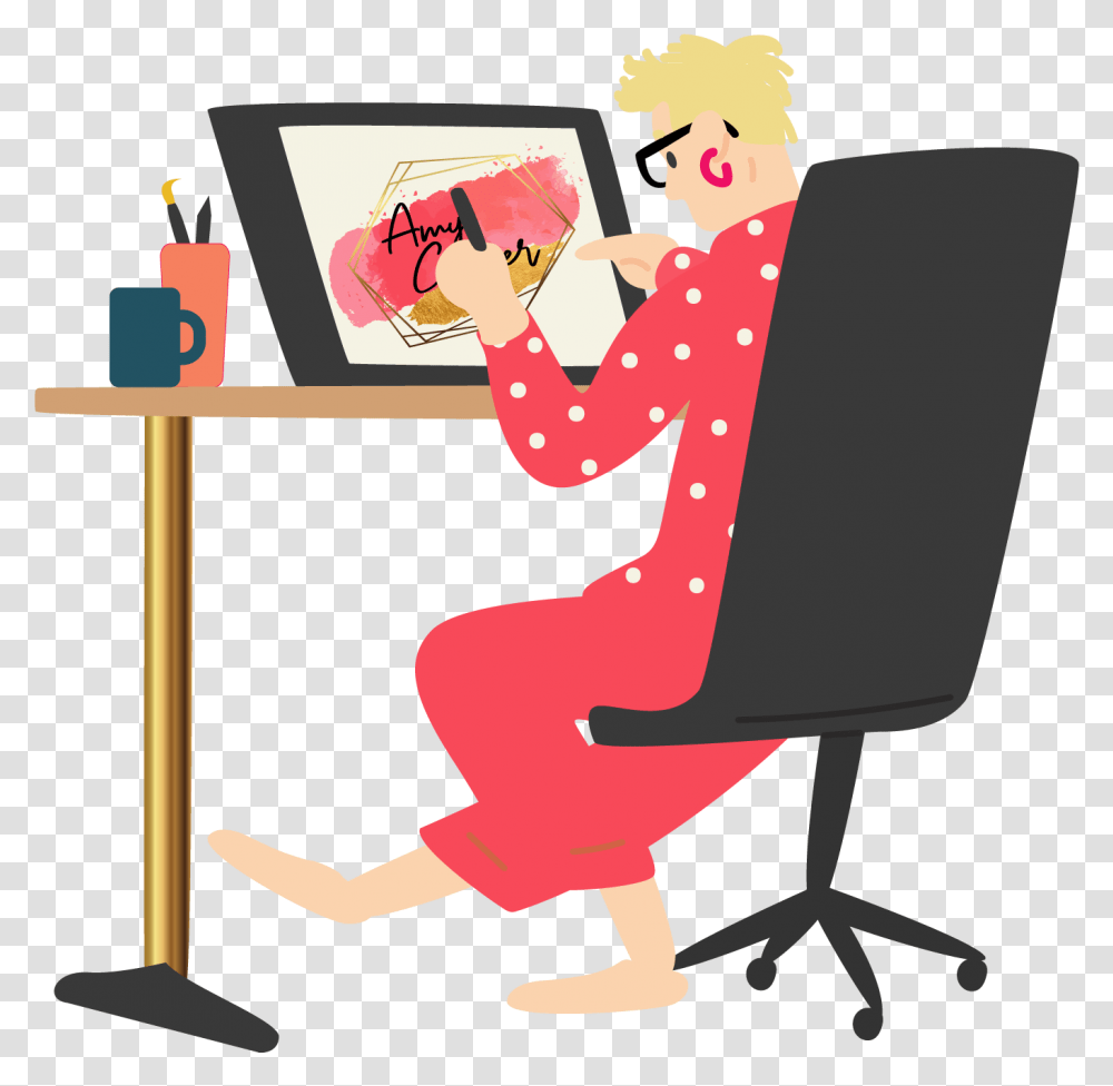 Working Drawing Tablet Illustration, Person, Outdoors, Female, Nature Transparent Png