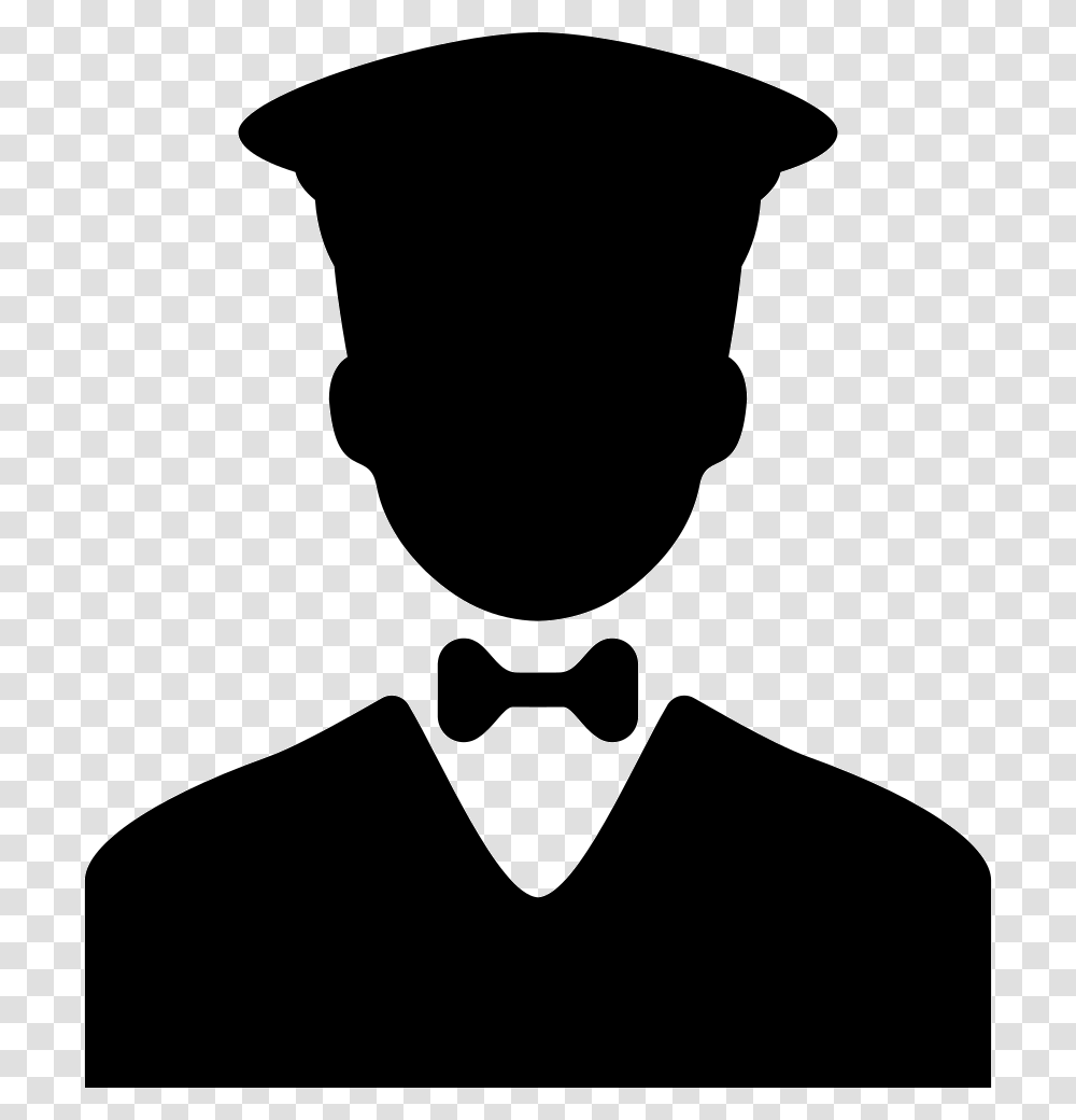 Working Man With A Bow And A Hat Customer Image Black And White, Silhouette, Tie, Accessories, Accessory Transparent Png