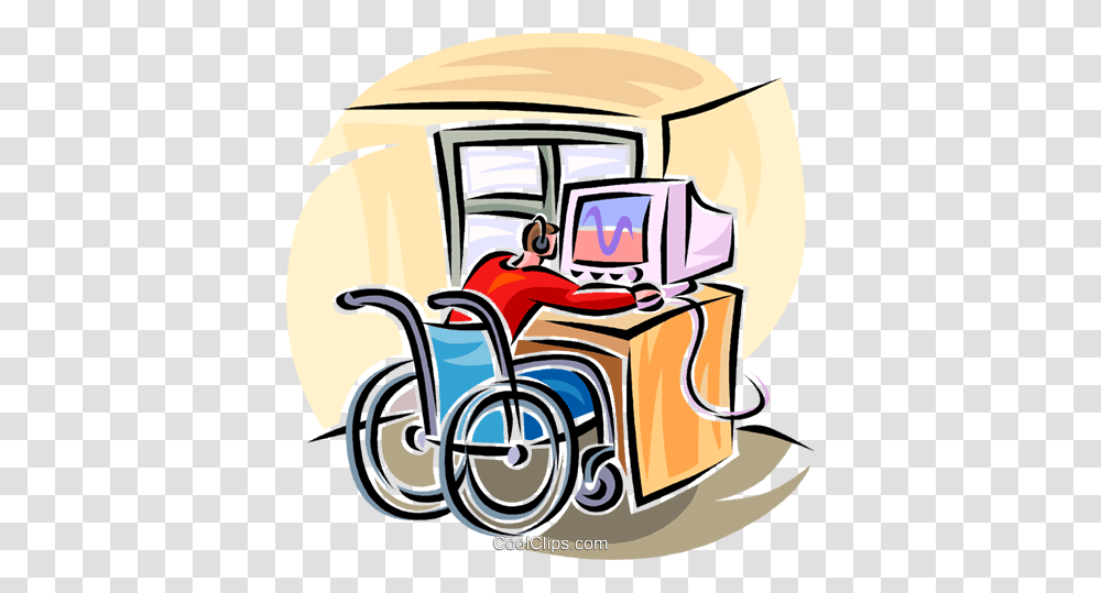 Working On A Computer Royalty Free Vector Clip Art Illustration, Chair, Furniture, Helmet Transparent Png