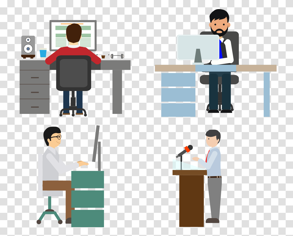 Working Vector Computer Worker People Working Vector, Person, Human, Standing, Audience Transparent Png