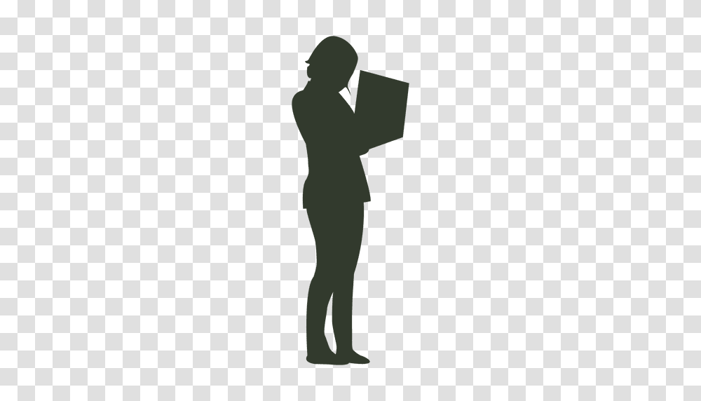 Working Woman Silhouette Laptop, Standing, Person, Photography, Green Transparent Png