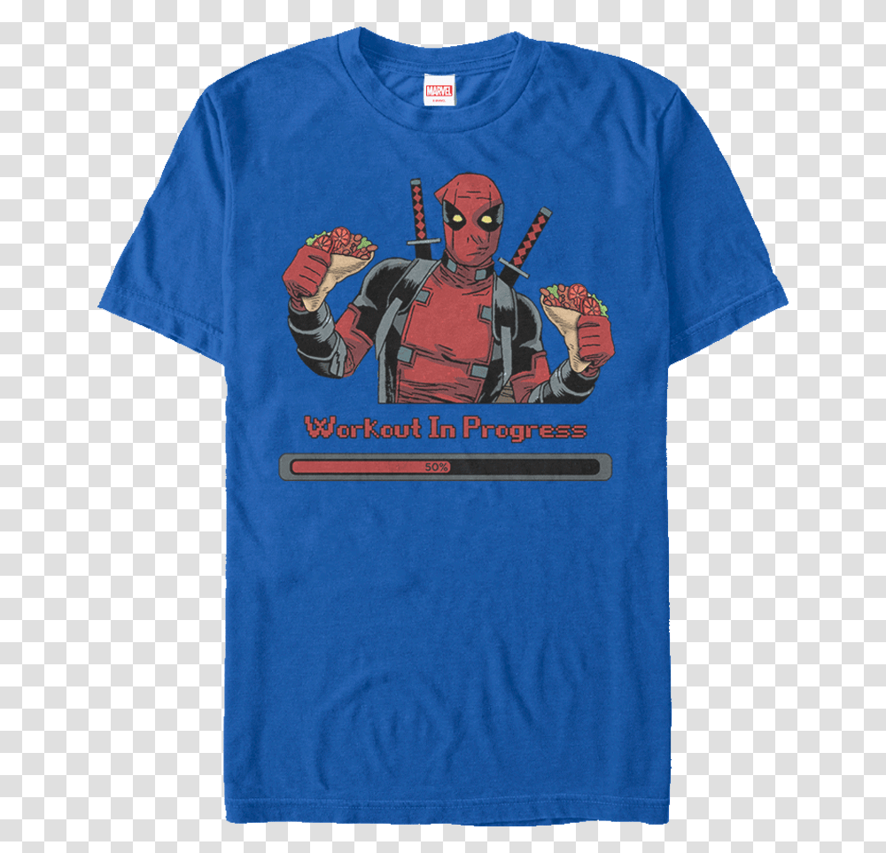 Workout In Progress Deadpool T Shirt Marvel Cinematic Universe, Apparel, T-Shirt, Person Transparent Png