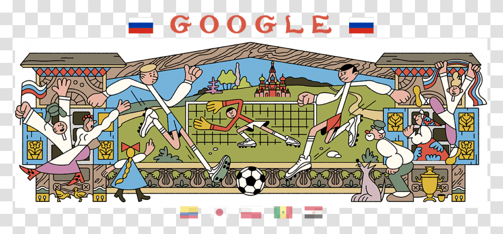 World Cup 2018 Google Doodle Russia, Person, People, Poster, Advertisement Transparent Png