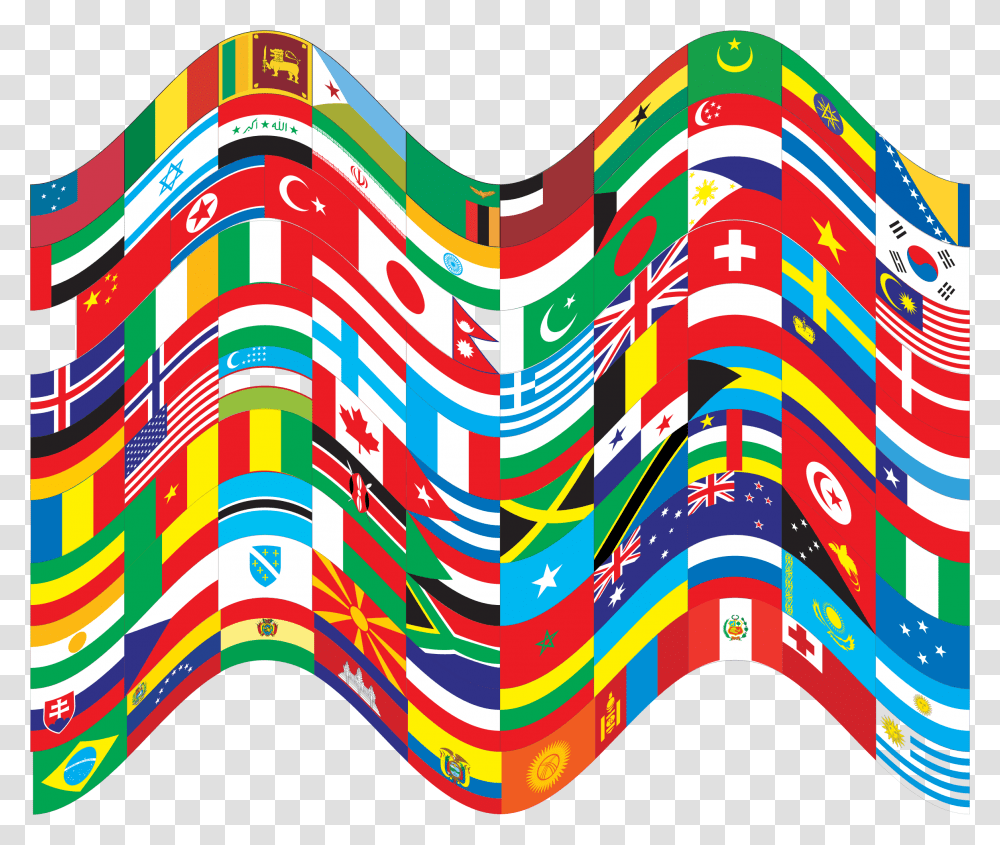 World Flags Wavy Icons, Poster, Advertisement, Collage Transparent Png