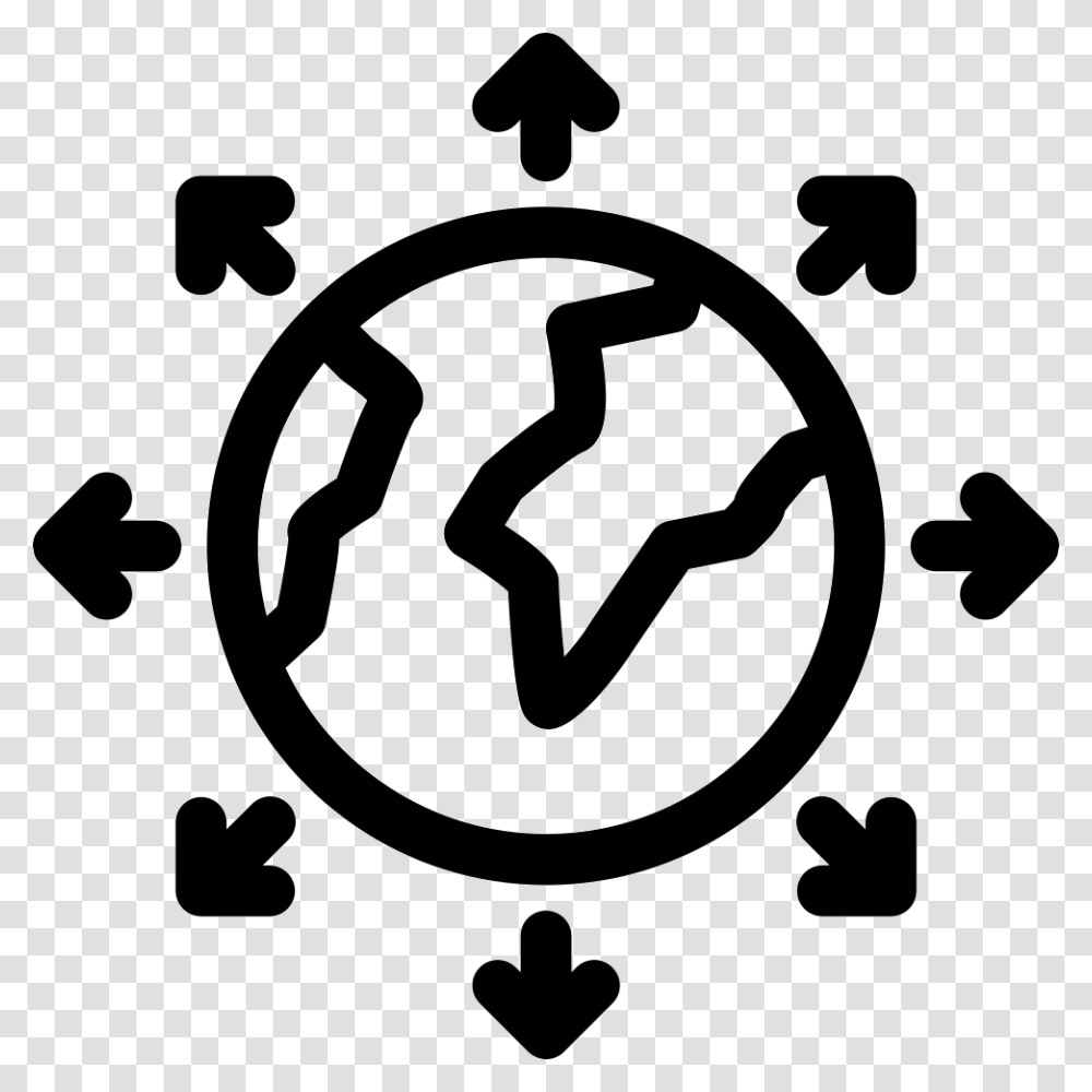 World Globe Surrounded By Arrows Circle Svg Icon Circle Surrounded By Arrows, Stencil, Lawn Mower, Tool Transparent Png