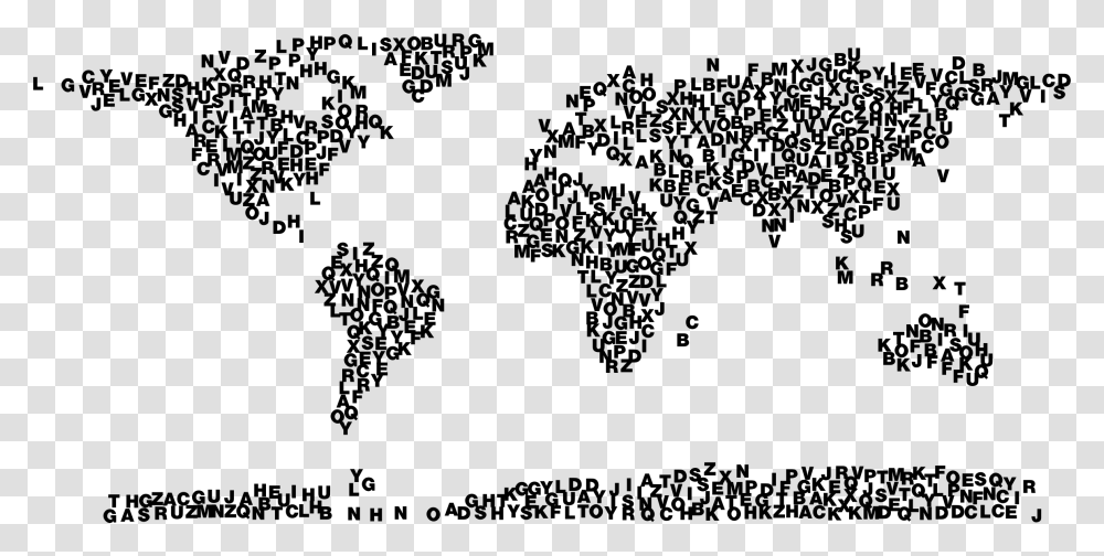 World Map Alphabet Clip Arts World Made Of Letters, Gray, World Of Warcraft Transparent Png