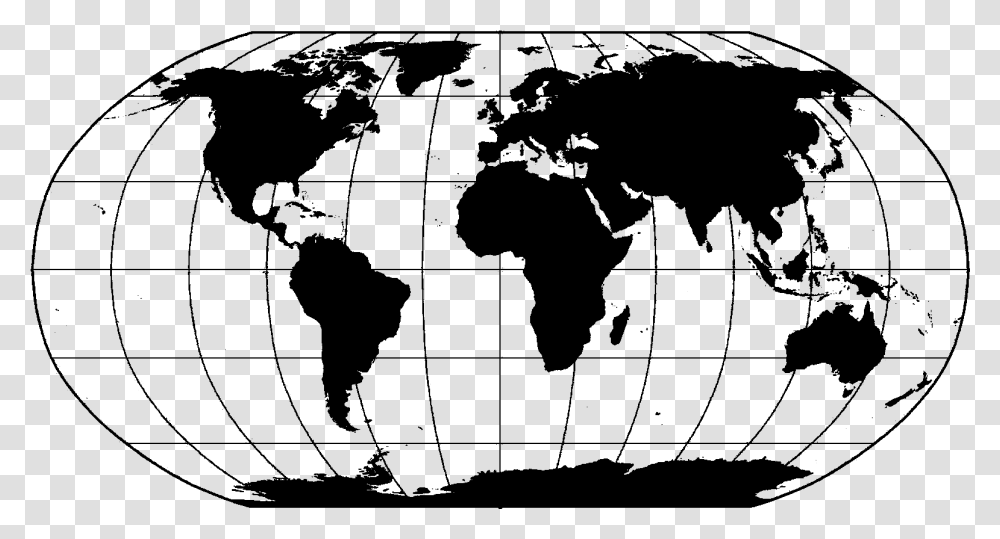 World Map Black Globe Map Black And White, Gray, World Of Warcraft Transparent Png