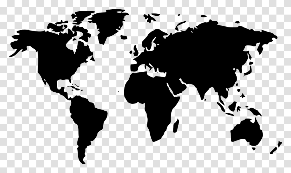 World Map Black World Map, Stencil, Cow, Cattle, Mammal Transparent Png
