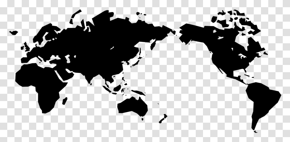 World Map Globe Earth Black And White Global Black World Map, Gray Transparent Png