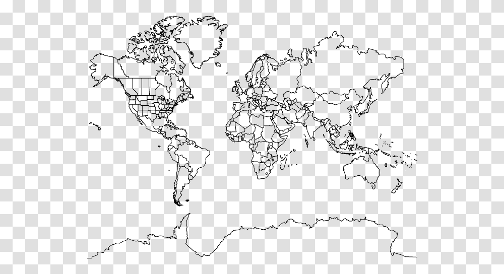 World Map Outline With States, Pattern, Lace Transparent Png