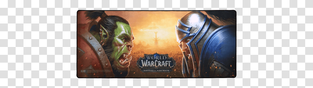 World Of Warcraft Battle For Azeroth Gaming Desk Mat Warcraft Orcs Vs Humans, Helmet, Clothing, Apparel, Person Transparent Png