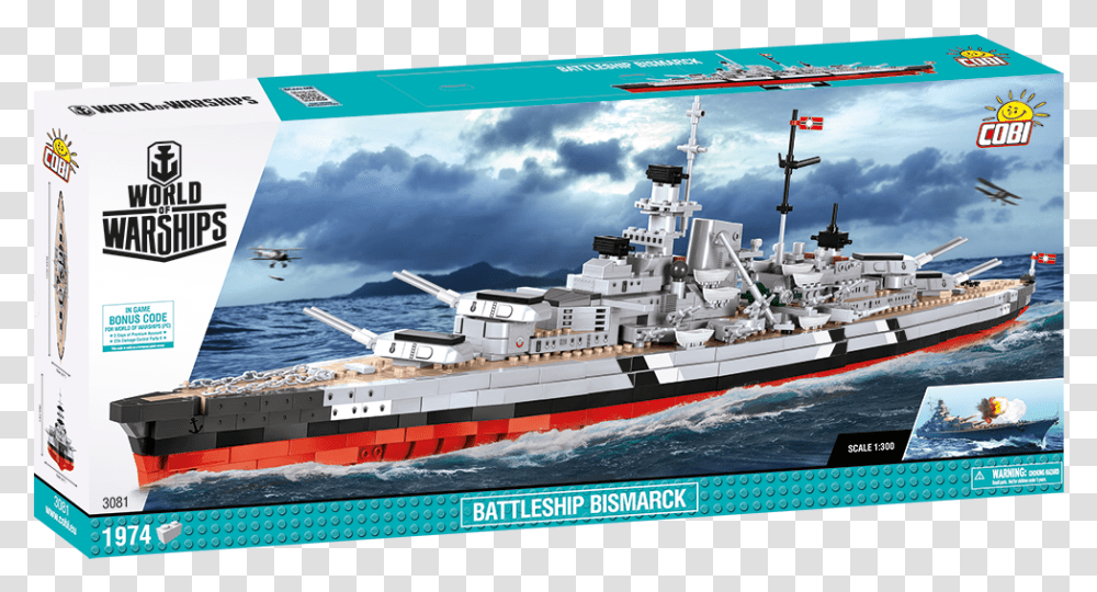 World Of Warships Lego Bismarck, Boat, Vehicle, Transportation, Cruiser Transparent Png