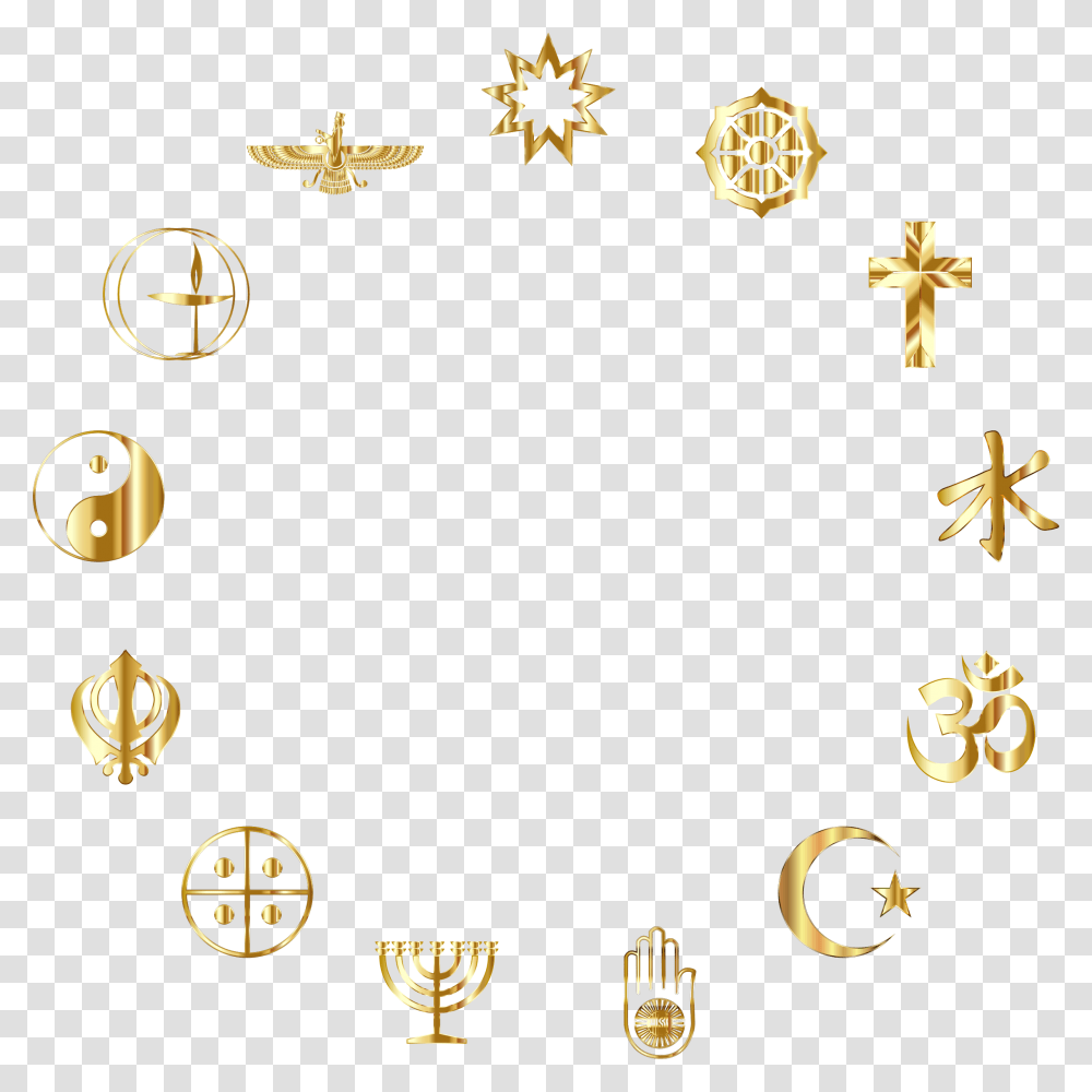 World Religious Symbols Gold Different Religion Symbols, Cross Transparent Png