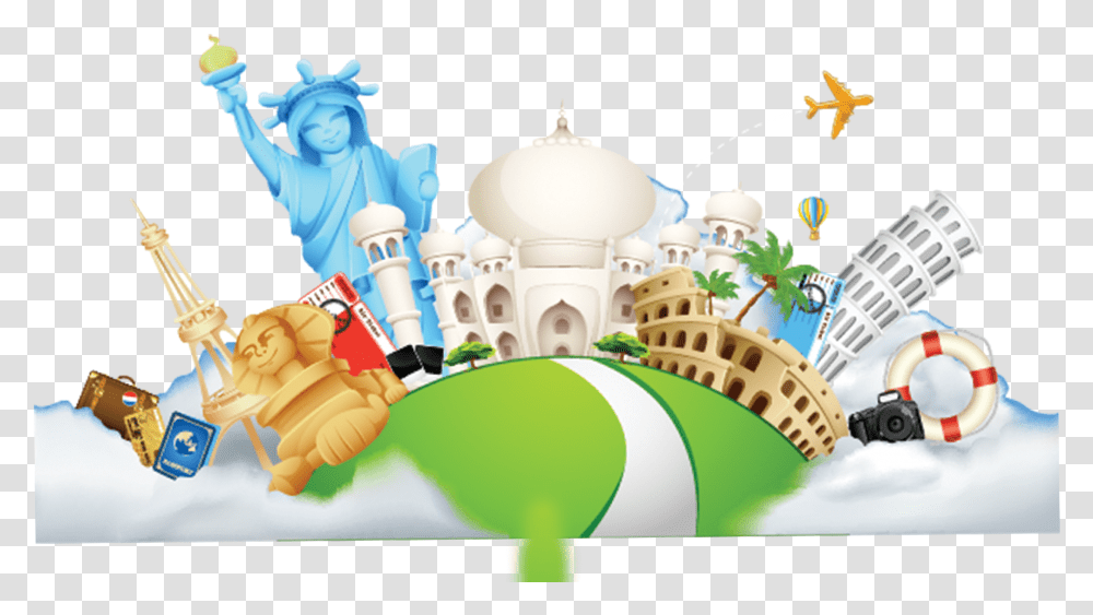 World Travel Agent Cartoon Travel Wallpaper Hd Cartoon, Architecture, Building, Toy, Person Transparent Png