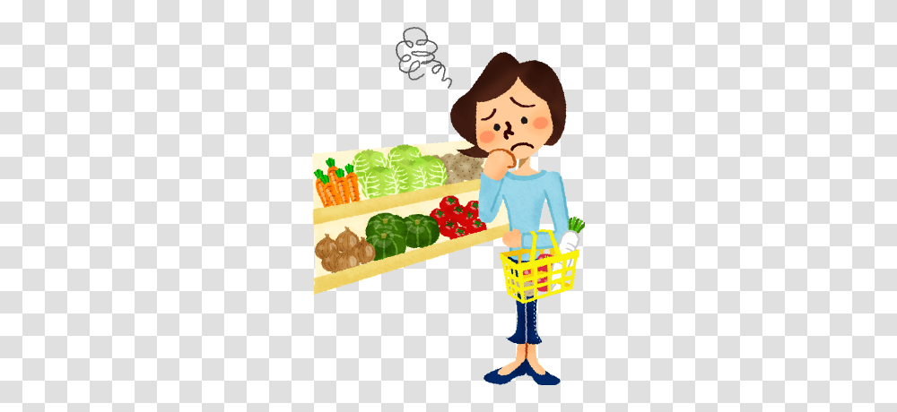 Worried Woman Shopping Vegetables, Female, Girl, Xylophone, Outdoors Transparent Png