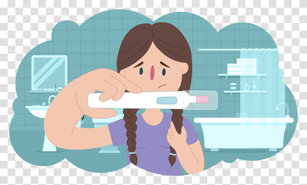 Worried Young Girl Holding Up Pregnancy Test In Bathroom Pregnant Kidshelpline, Washing, Face, Patient, Arm Transparent Png
