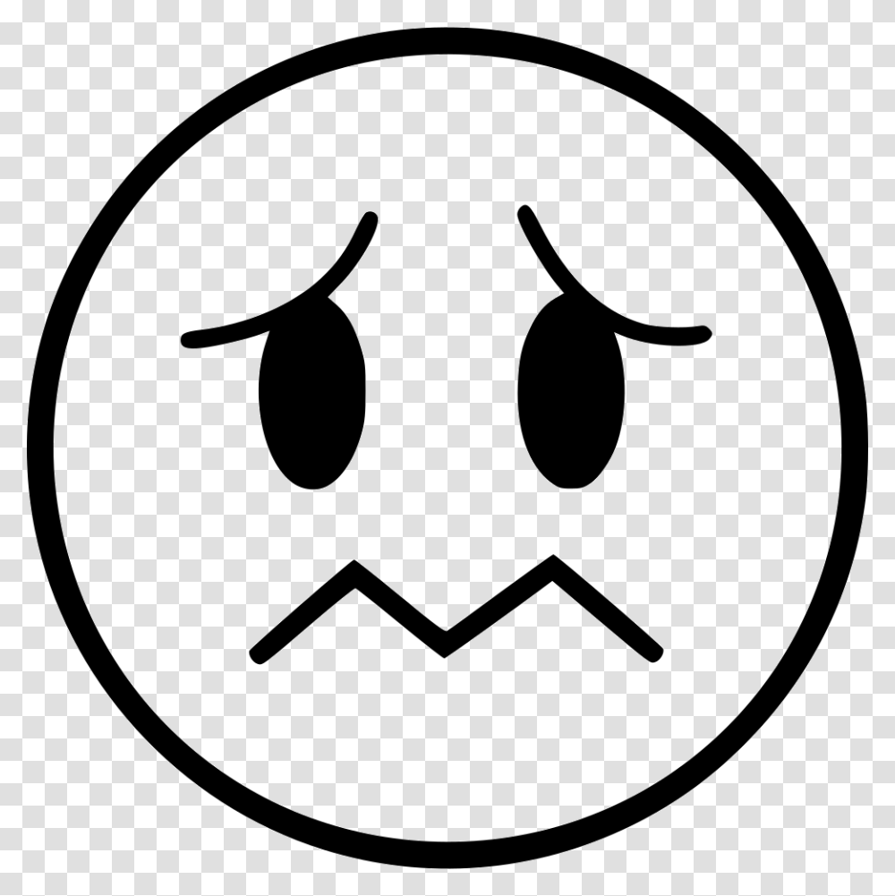 Worry Svg Icon Free Download Black Sad Smiley Icon, Stencil, Recycling Symbol Transparent Png