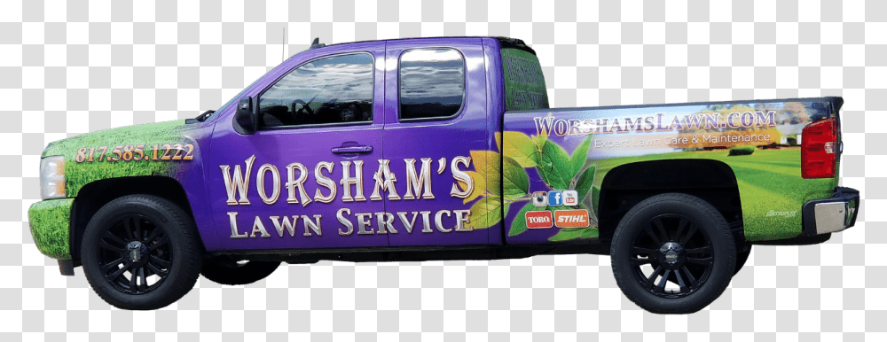 Worsham S Lawn Service Truck With Branded Graphics Ford F Series, Vehicle, Transportation, Car, Van Transparent Png