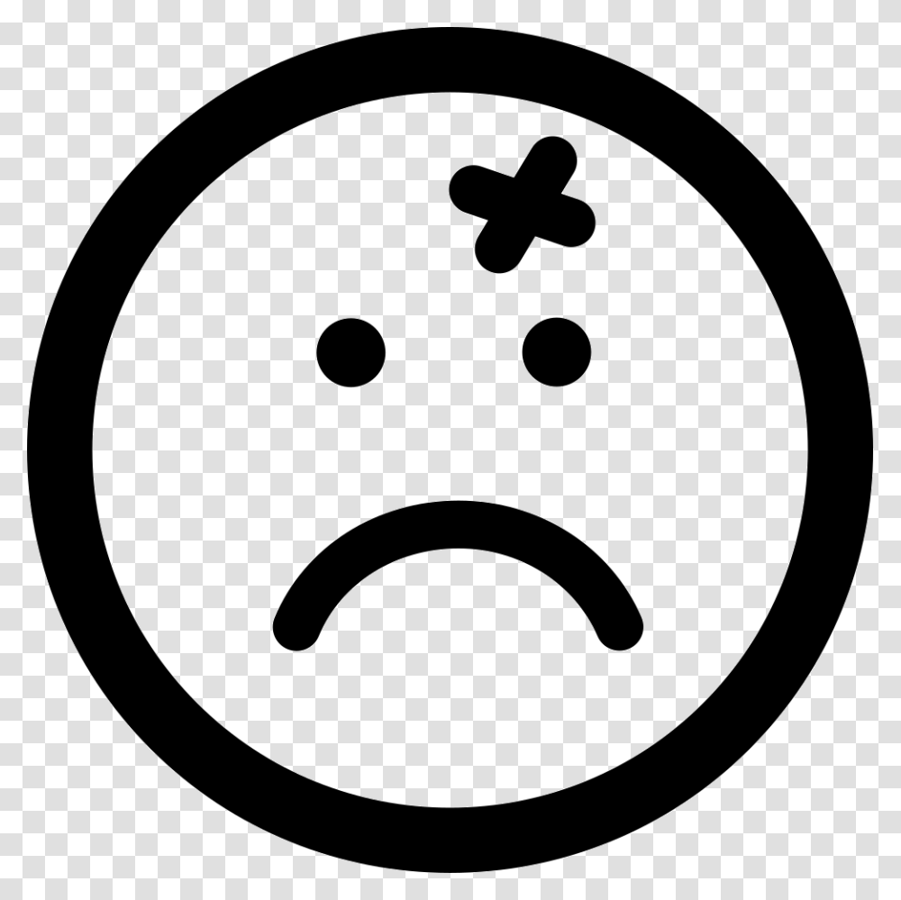 Wound Cross On Emoticon Sad Face Of Rounded Square Shape, Stencil, Logo, Trademark Transparent Png