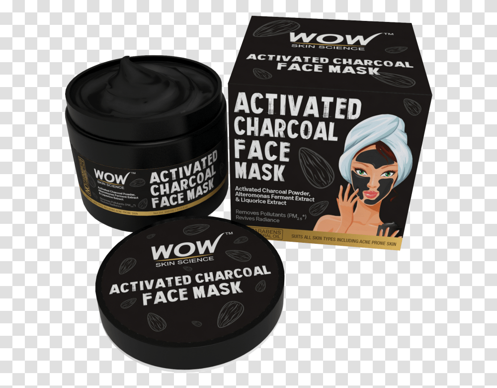 Wow Skin Science Activated Charcoal Face Mask, Label, Person, Potted Plant Transparent Png