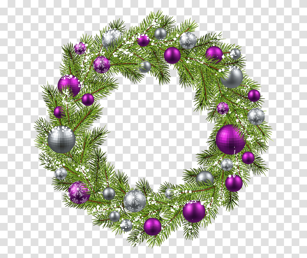 Wreath, Christmas Tree, Ornament, Plant, Purple Transparent Png