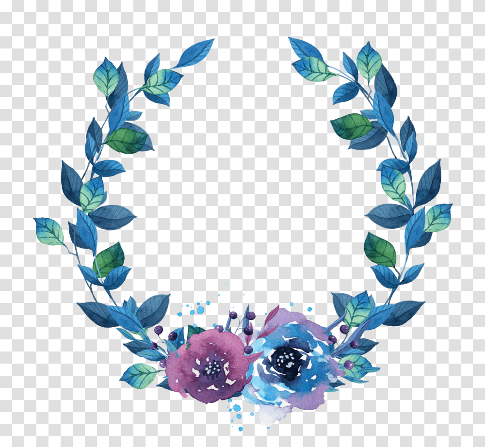 Wreath Feather Watercolor Flowers Circle, Floral Design, Pattern Transparent Png