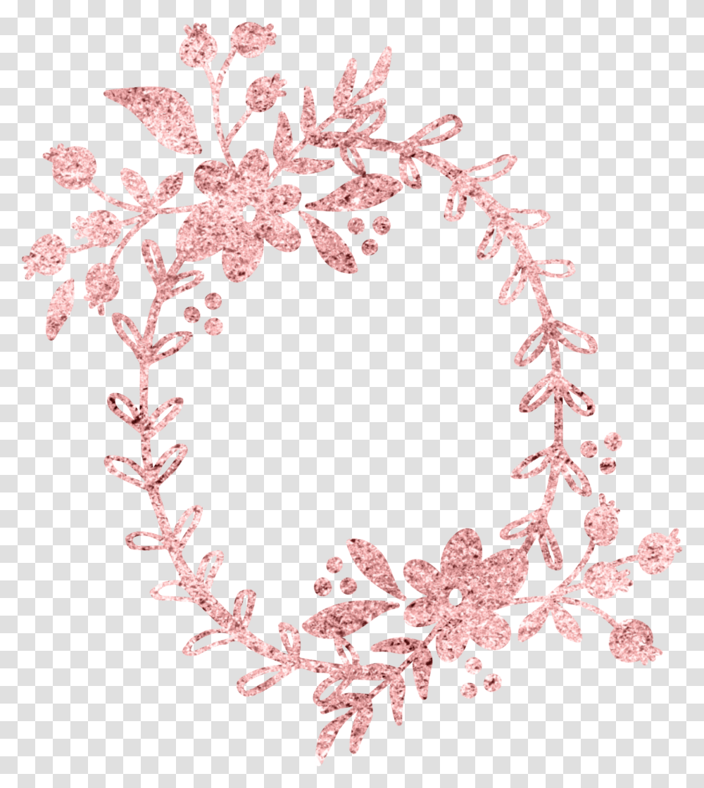 Wreath Floral Flowers Rosegold Glitter Rose Gold Floral Design, Lace, Rug, Pattern Transparent Png