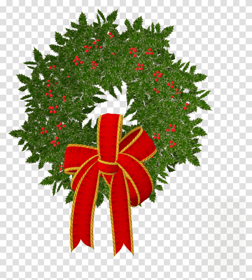 Wreath Green Decoration Free Picture Christmas Day, Tree, Plant, Pattern Transparent Png